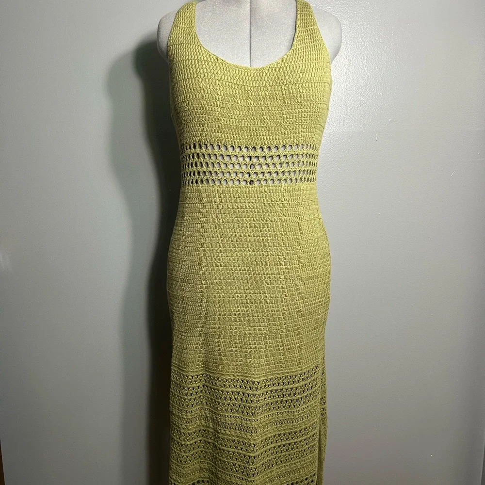 American Eagle Outfitters olive green Knit crochet Maxi Dress - Picture 1 of 5